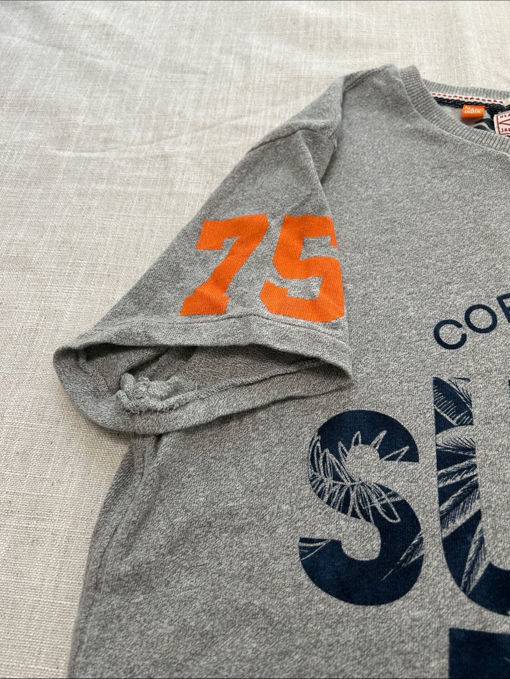 Superdry Copper Beach Men's Tee Large Gray Casual Cotton Surf Graphic T-Shirt - Picture 5 of 13